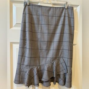 Banana Republic Gray Plaid Ruffle Tulip Hem Skirt